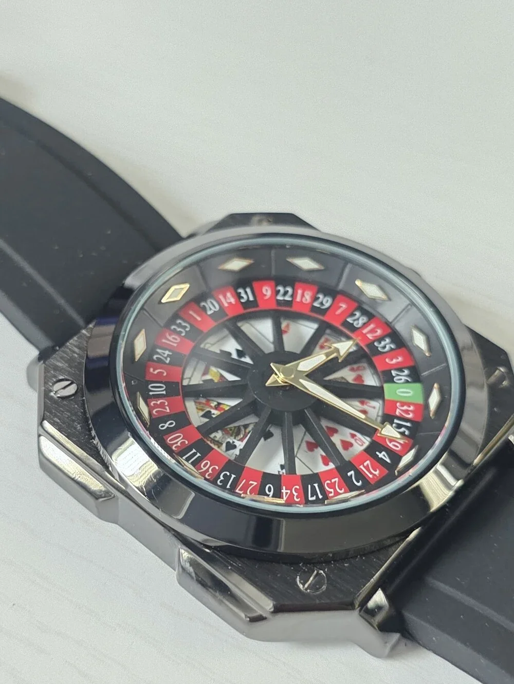 361.  Black Rotating Roulette-Style Dial Sport Watch